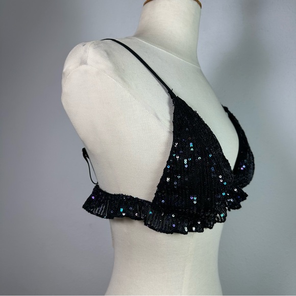 Free People Gold Rush Bralette in Black Combo size Large NWT - Picture 9 of 13